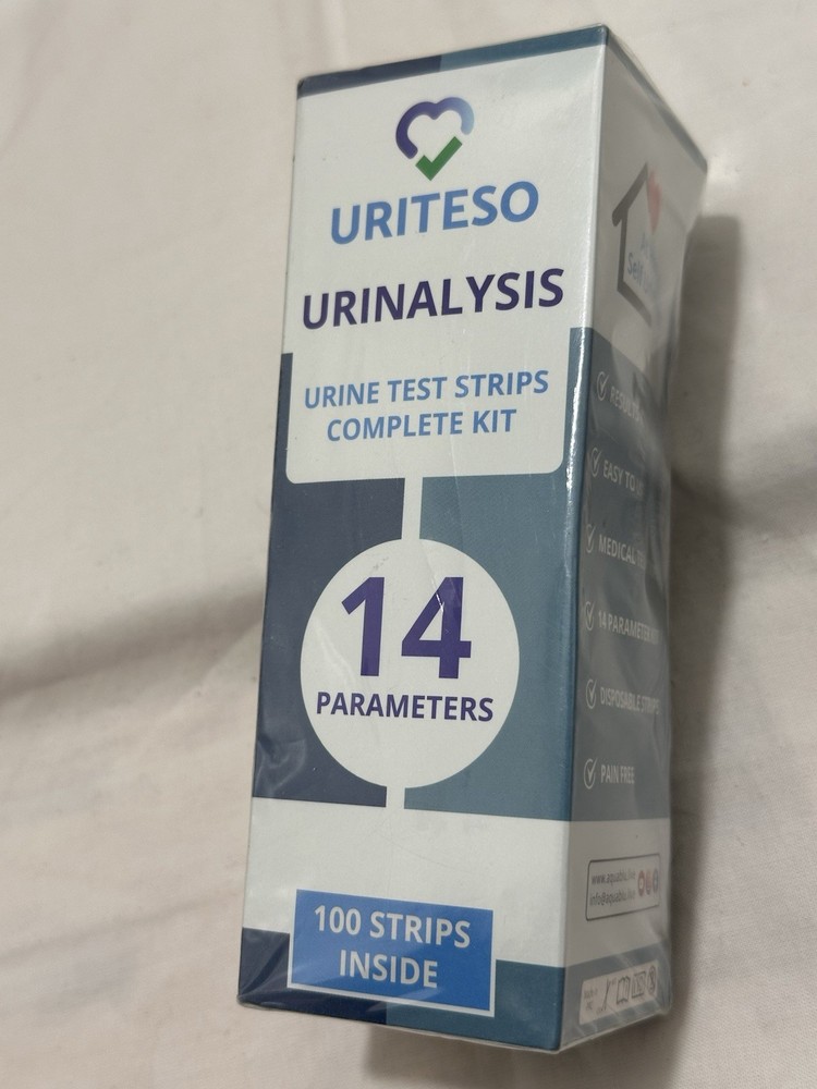 URITESO 14 Parameter Urine Test Strips for Urinalysis, 100 Strips, (bent box)