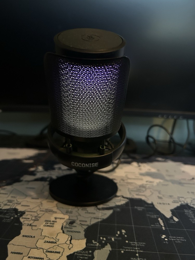 COCONISE RGB USB Freestanding Desktop Computer Microphone Black