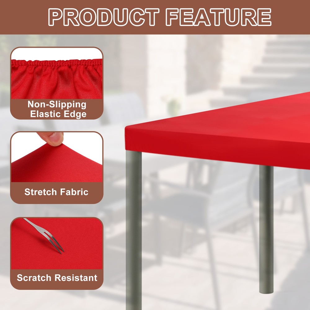 Fitted Tablecloth Fit 8ft Rectangle Table, Table Cover (96"x30", Red)