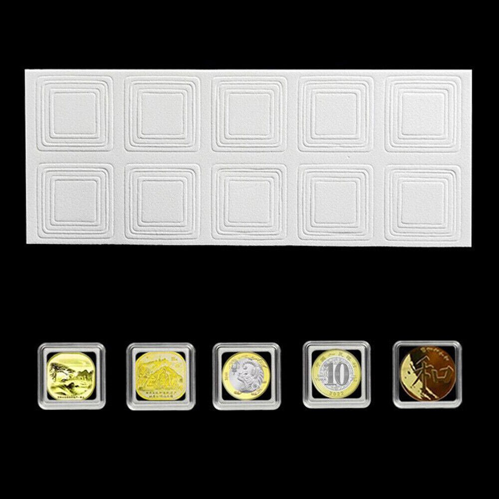 50Pcs Single Square Plastic Coins Capsule Box Storage Holder Display Protector
