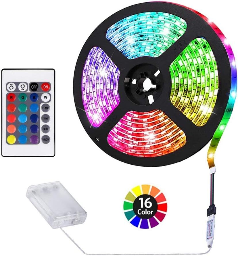 Multicolor LED Strip Lights with Remote Control Waterproof DIY Decor 2m
