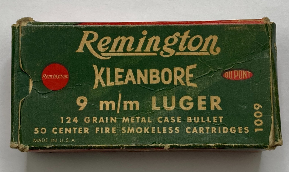 Empty Vintage Remington Kleanbore 9 m/m Luger 124 Grain Bullet BOX ONLY