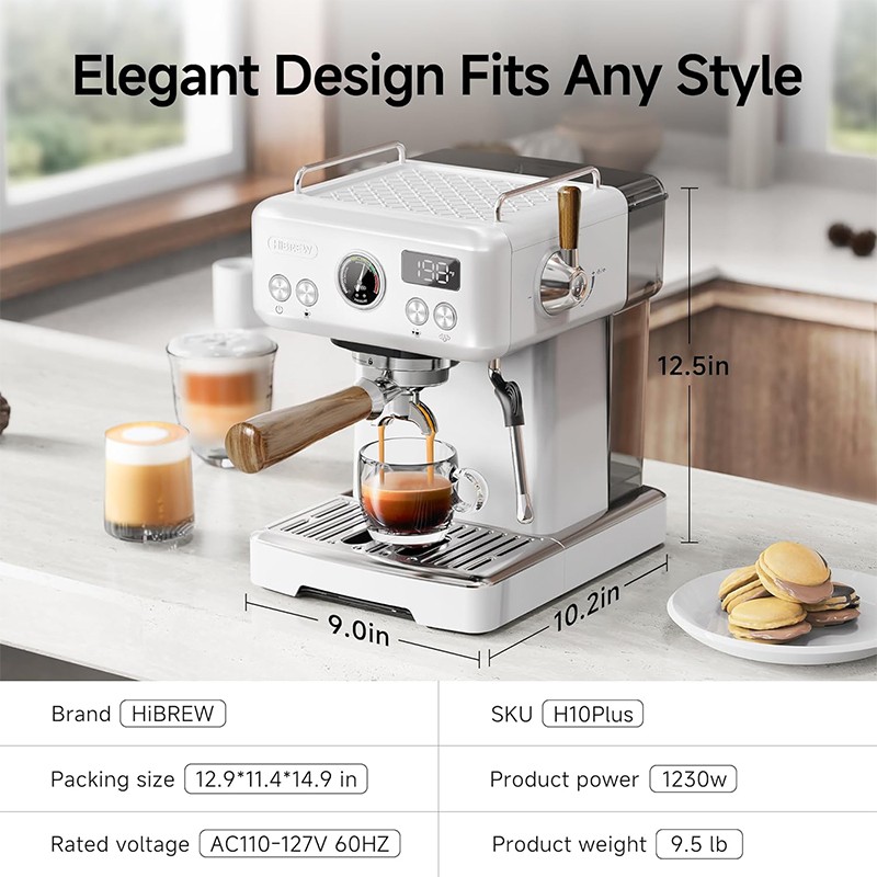 HiBREW H10 Plus Programmable Espresso Machine with Custom Temperature Control US