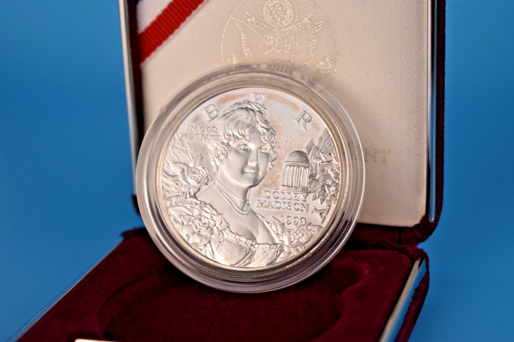 1999 Dolley Madison Silver Proof $1 Commem w/ Box & COA