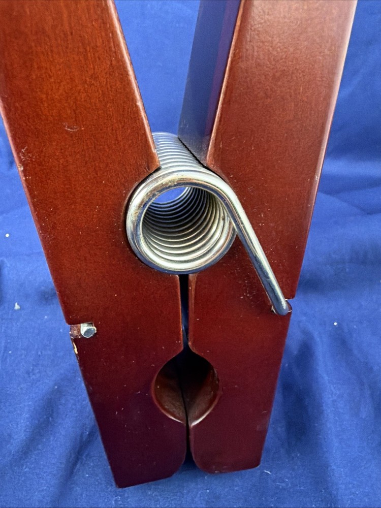 Giant Wall Hanging Over Sized Clothes Pin 8" Functioning Wood Chrome Office