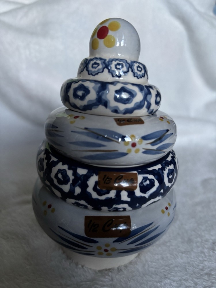 Temptations By Tara Old World Style Blue Stackable Nesting Measuring Cup 4