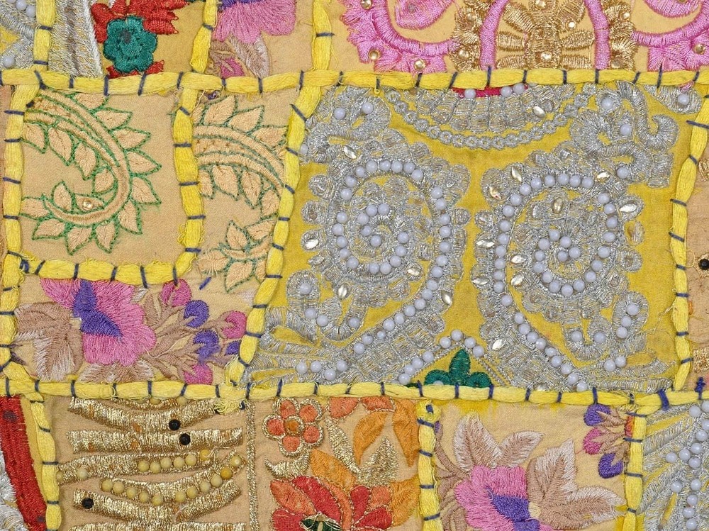 Indian Cotton Patchwork Table Runner Embroidered Dining Table Tapestry 152X45 cm