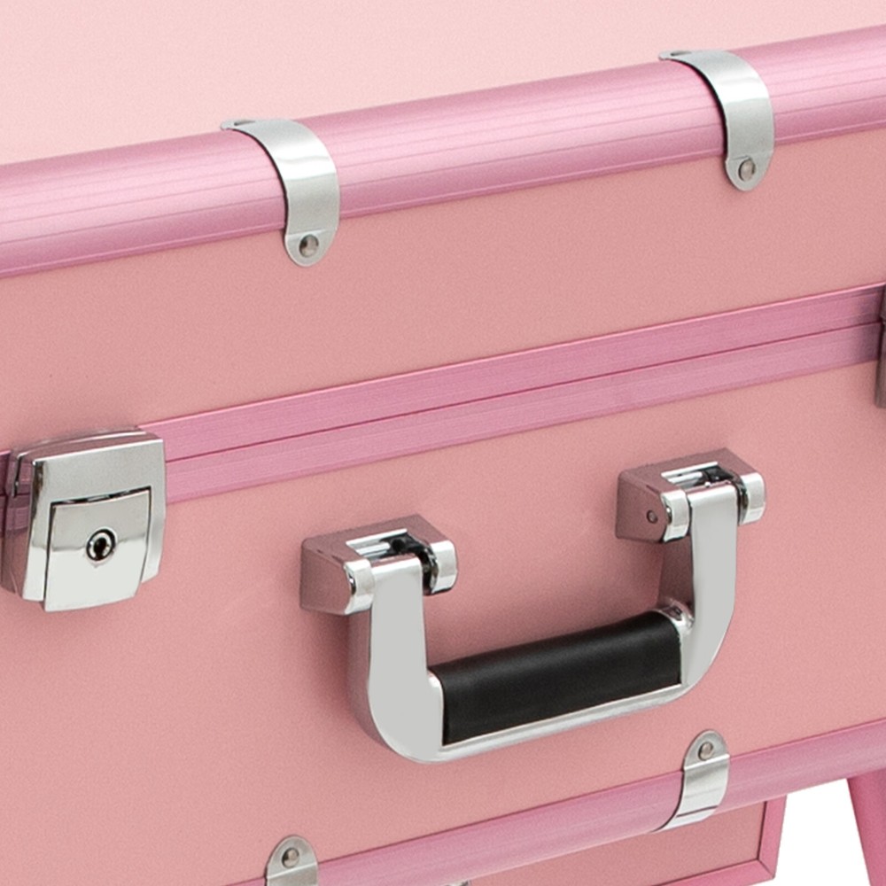 Professional Cosmetic Travel Case Vanity Organizer Rolling Makeup Train Case