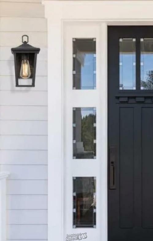 LALUZ-Austin Modern 1-Light Black Outdoor Wall Lantern Sconce With Clear Shade