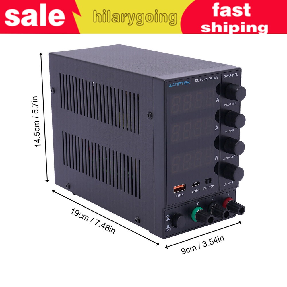 0-30V 0-10A DC Power Supply Lab Variable Adjustable Regulated Bench Switching