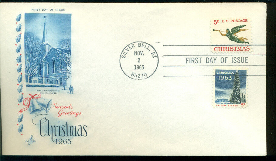 1965 FDC - Scott# 1276 COMBO - Christmas Issue - Art Craft Cachet   UA