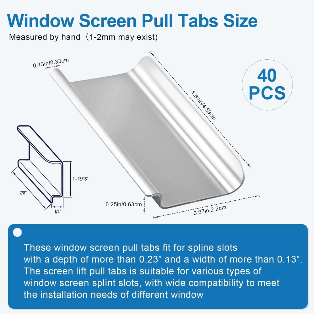 40 Pack Window Screen Pull Tabs, Lift Tabs Replacement...