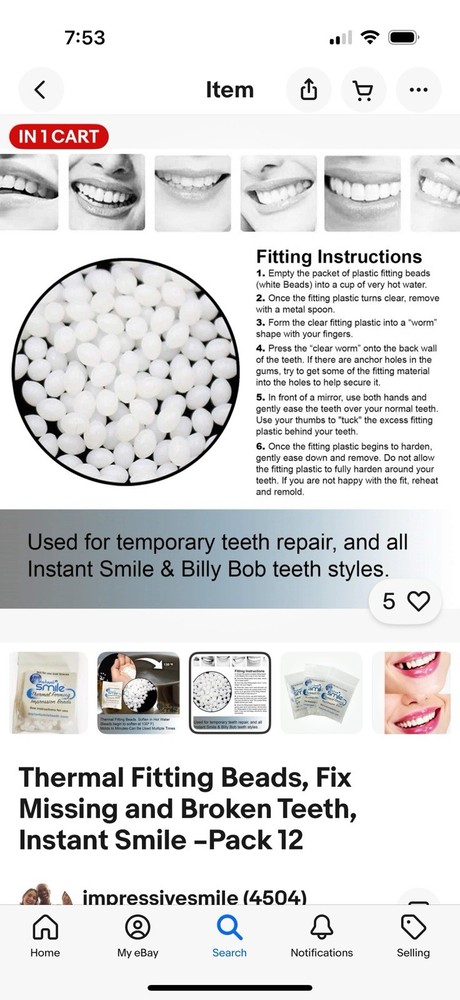 Thermal Fitting Beads, Fix Missing and Broken Teeth, Instant Smile –Pack 12