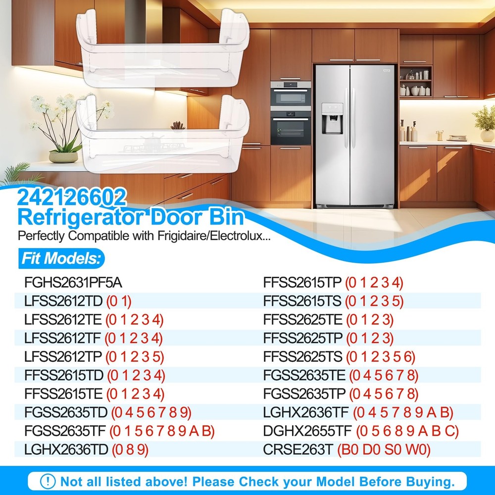 2 Pack Refrigerator Door Bin Shelf Replacement for Frigidaire 2421266