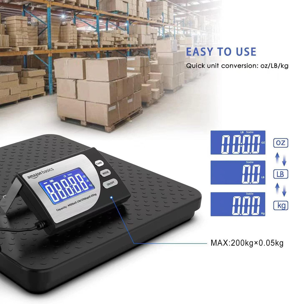 Digital Postal Scale with Tare Function, Heavy Duty, Aluminium Platform, 440 Lb