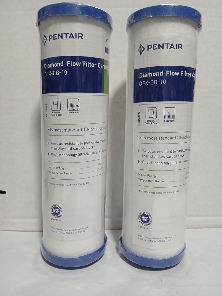 2PK Pentair 10 in. Replacement Under Sink DFX-CB-10 Diamond Flow Water Cartridge