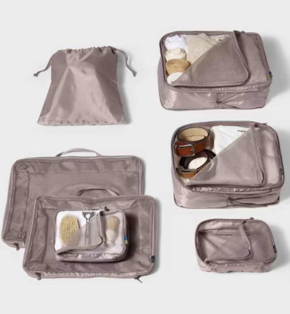 OPEN STORY 7-PIECE PACKING CUBE SET 100% RECYCLED POLYESTER CUBE - Grey