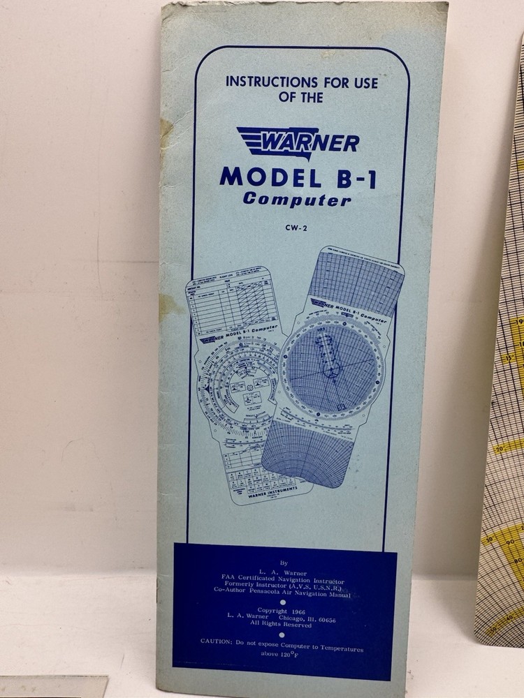 Warner Slide Graphic Computer Flight Computer B1 & Manual Cruising Ruler More