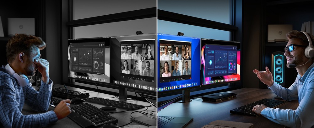 USB 3.0 HDMI KVM Switch 2 Monitors 2 Computers 4K@60Hz Extended Display EDID