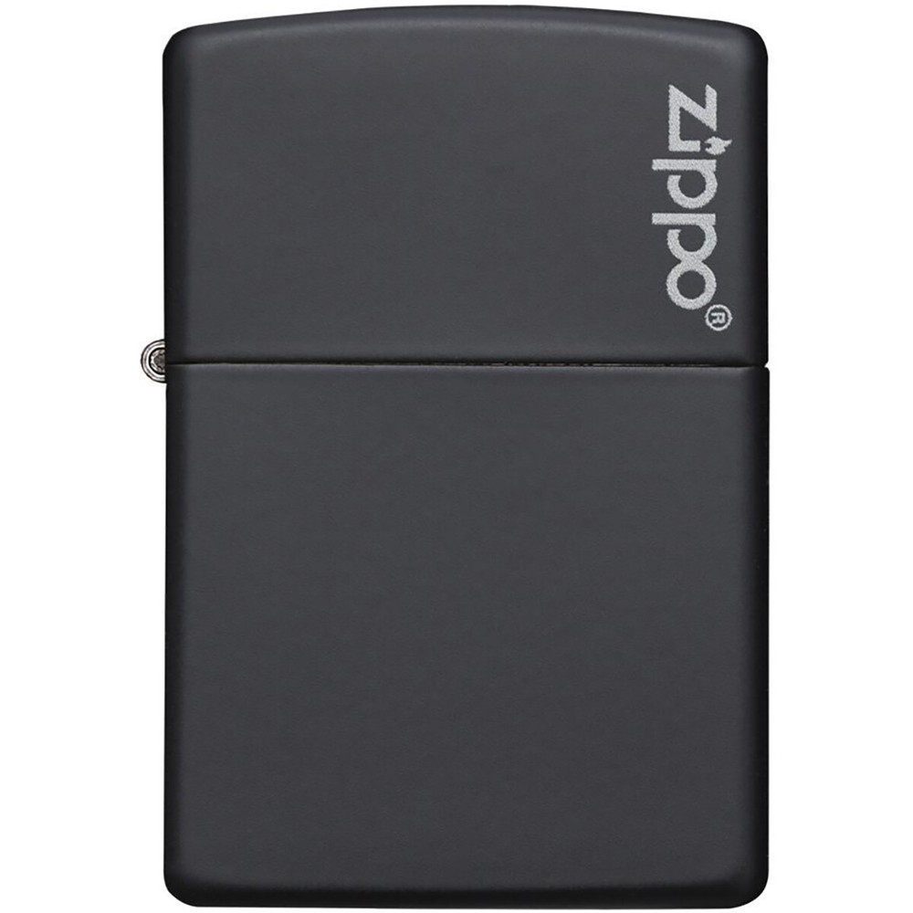 Zippo Logo Matte Pocket Lighter - Black