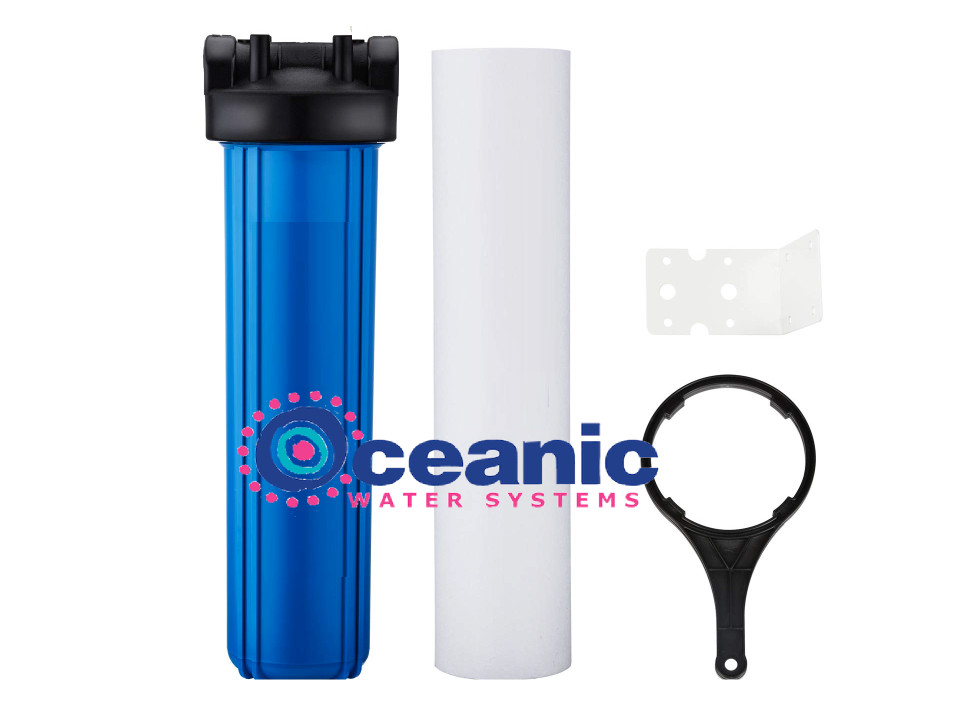 Whole House Big Blue Housing 1" FPNT PR + Sediment Filter 4.5" x 20" + Bracket