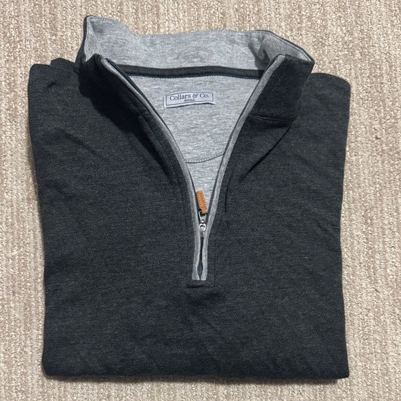 Collars & Co Mens Small Grey Heather Cloud Cotton Quarter Zip Pullover