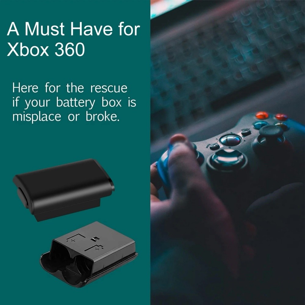 2pcs Black Battery Pack Cover Shell Case Kit for Xbox 360 Wireless Controller