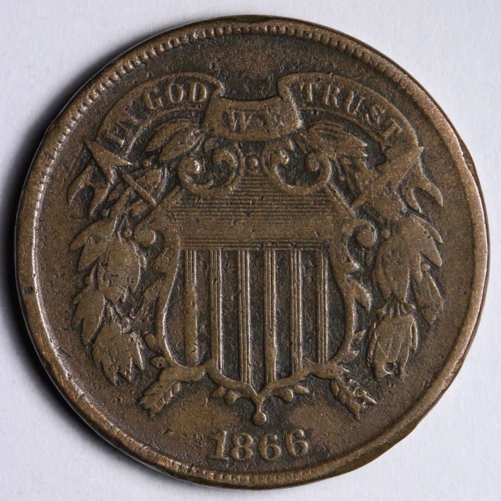 1866 Two Cent Piece XF E175 GWCH