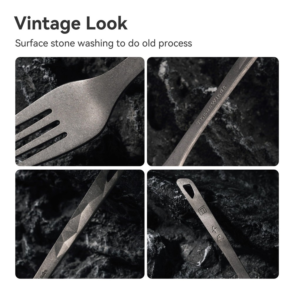 Titanium Cutlery Set, Ultralight and Durable Fork and Spoon, Reusable Flatwar...