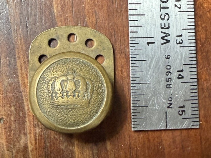 A205 Original WW1 WWI German Army Uniform Belt Support Hook Button Brass