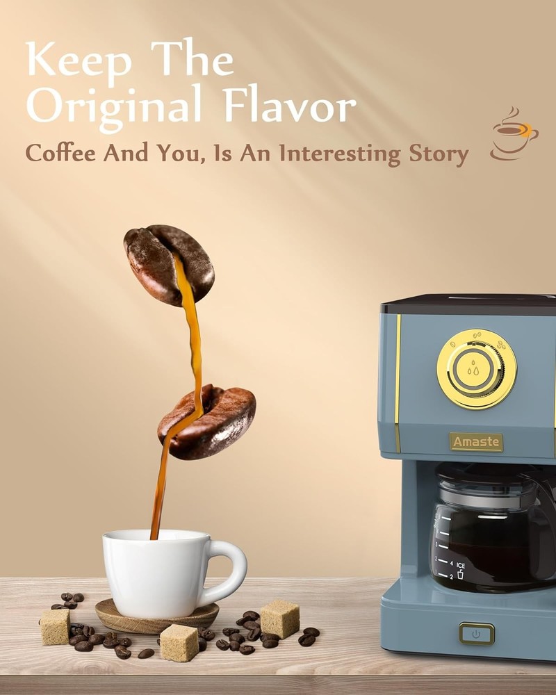 Amaste Coffee Maker, 5 Cup Pot with Three Brewing Modes, Ash Blue