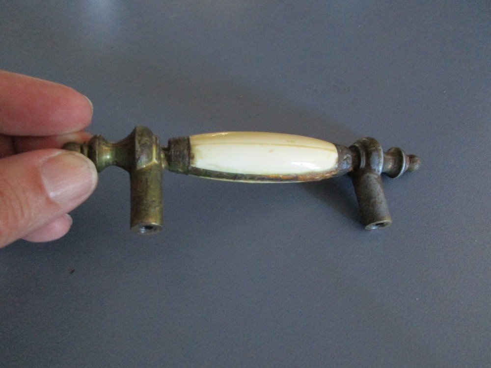 Vintage Cabinet Drawer Pulls - Metal & Porcelain