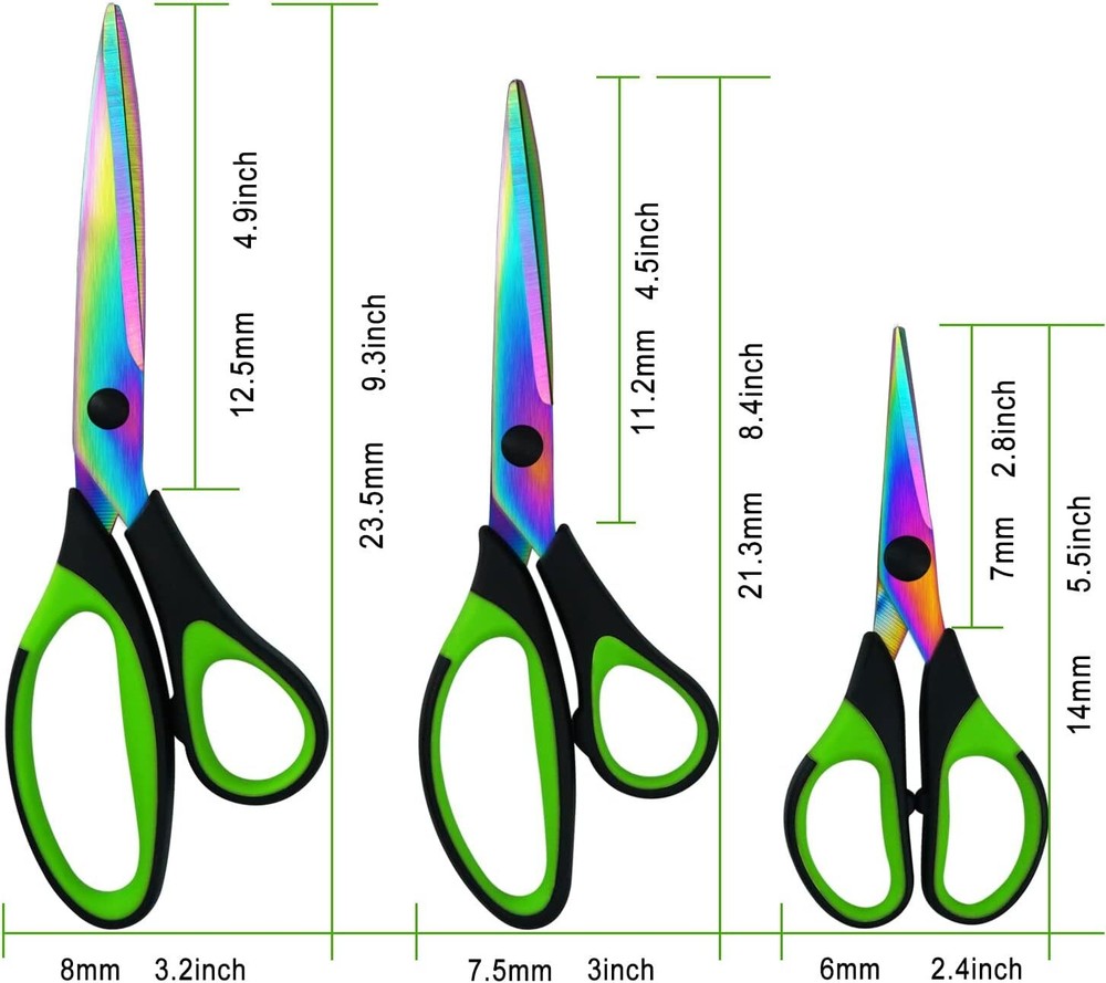 Scissors All Purpose,Heavy Duty Sharp Titanium Blades with Green