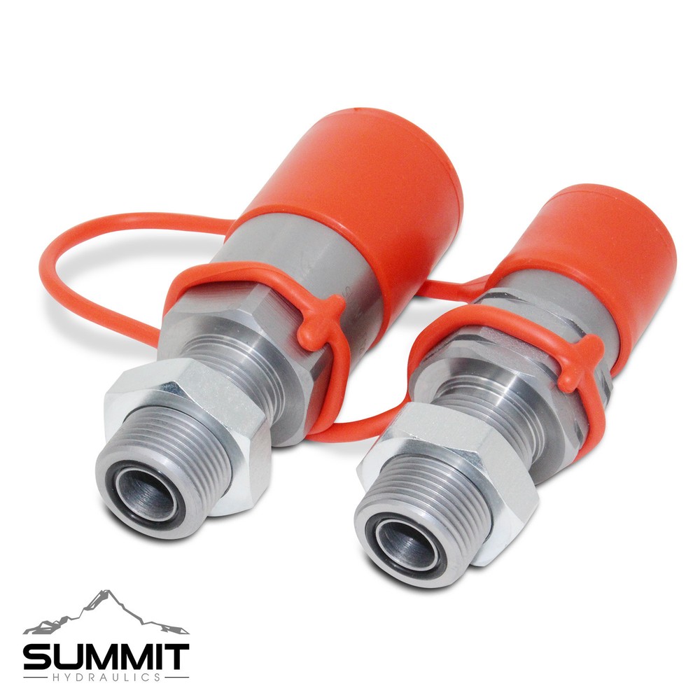 5/8 ORFS Flat Face Hydraulic Quick Connect Coupler, Bulkhead Skid Steer Mount