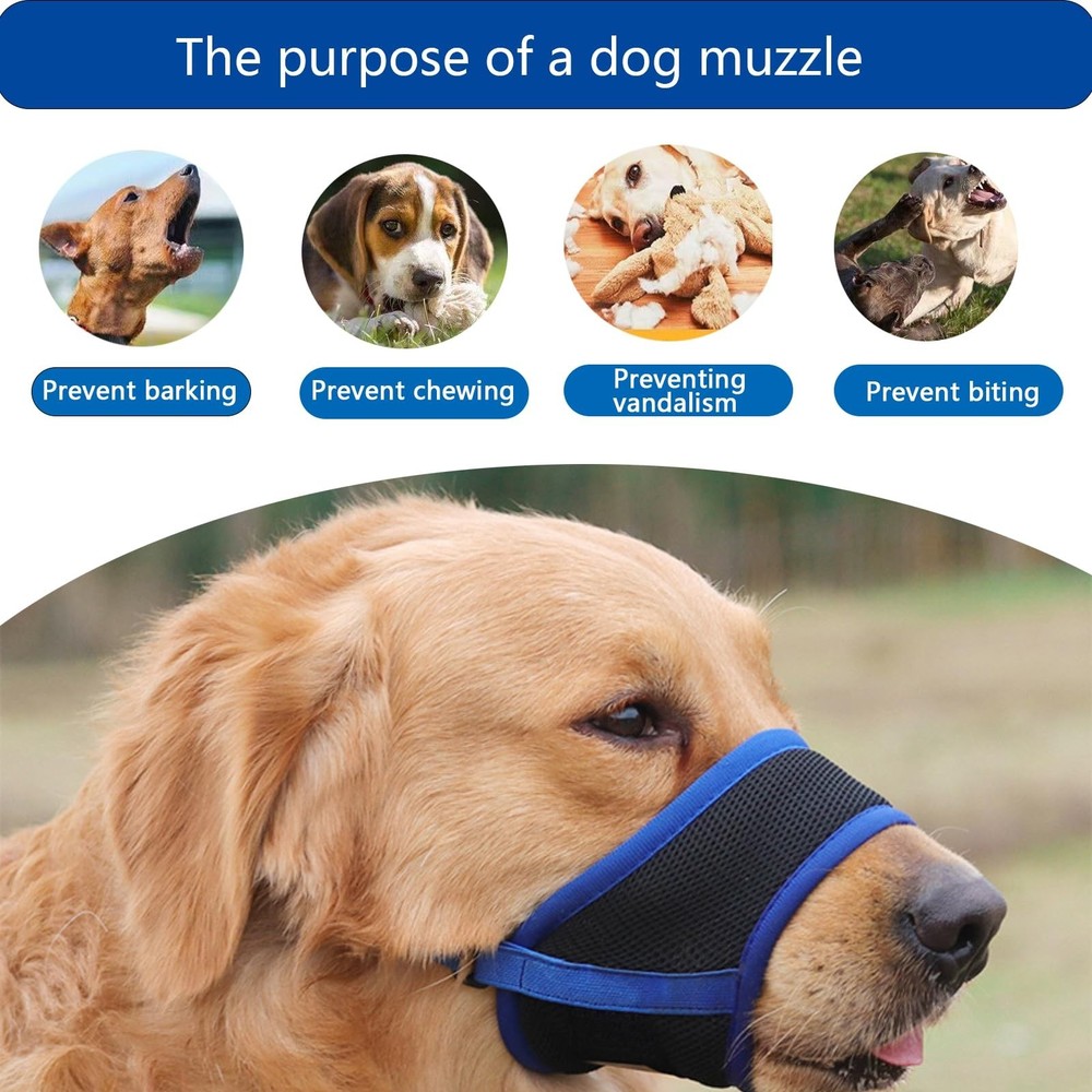Dog Muzzle Soft and Breathable Prevents Barking, Chewing and Biting Adjustabl...