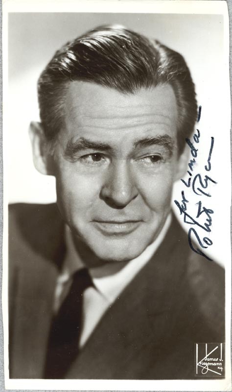 ROBERT RYAN - INSCRIBED PICTURE POSTCARD SIGNED