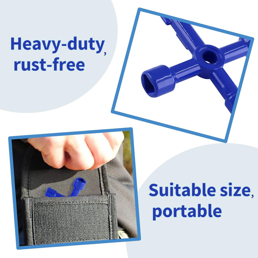 4-Way Multi-Functional Utilities Key (3 PACK), Zinc Alloy Triangle/Square Uni...