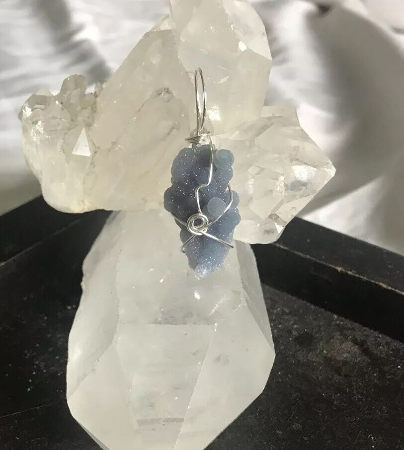 Beautiful Natural Grape Agate Sterling Silver Wrapped Pendant