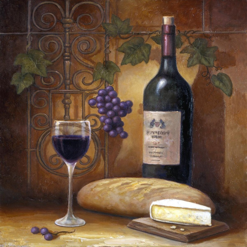 Ceramic Backsplash Tile Mural Wine Themed Kitchen - Wine And Cheese A