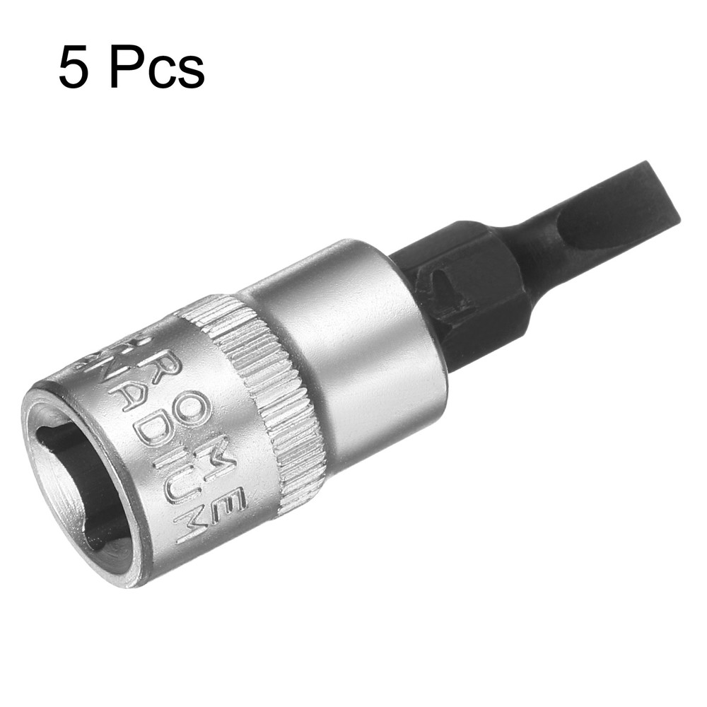 5pcs FD4 Slotted Bit Socket 1/4" Square Drive Extension Impact Bit, Black