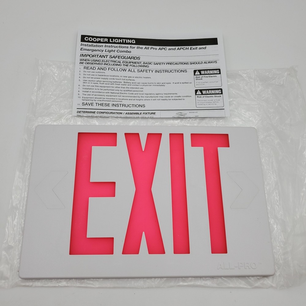 Cooper Lighting All-Pro APC APCH Thermoplastic - Replacement Exit Faceplate Only