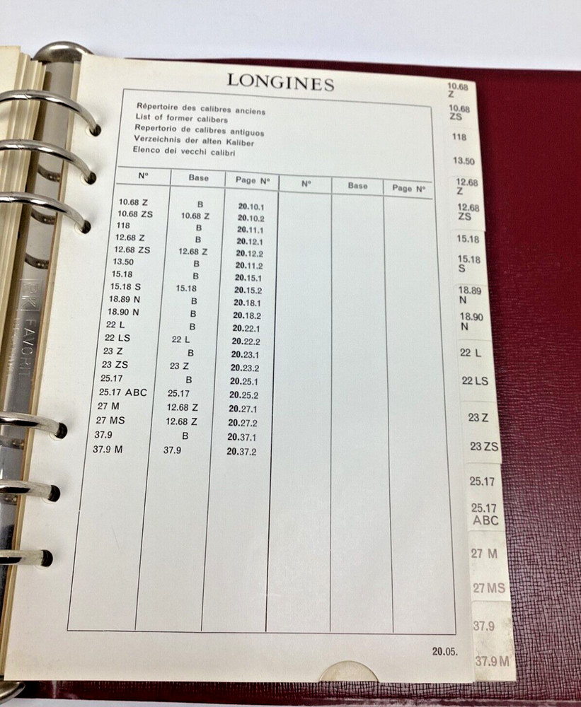 Longines #10 Technical Caliber Dictionary Parts Watch Technical Document