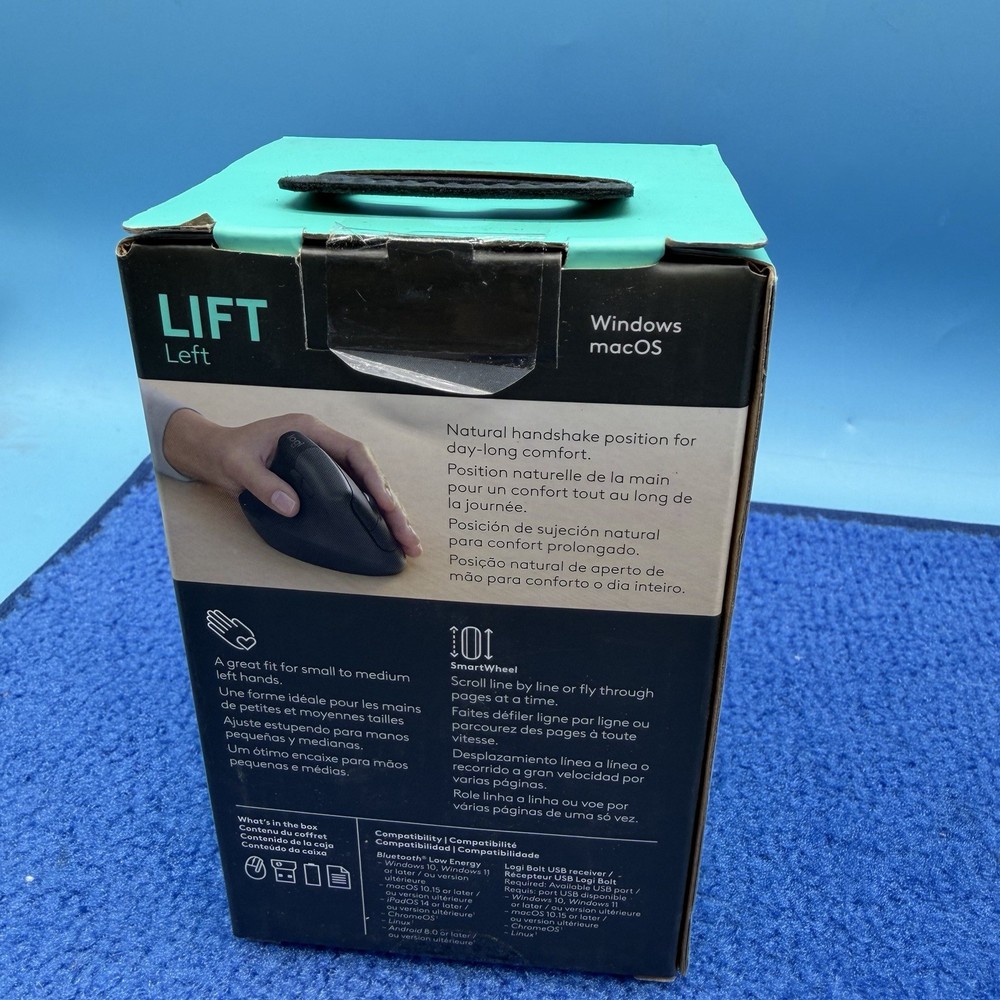 Logitech Lift Left Vertical Ergonomic Wirless Mouse Graphite 910-006467