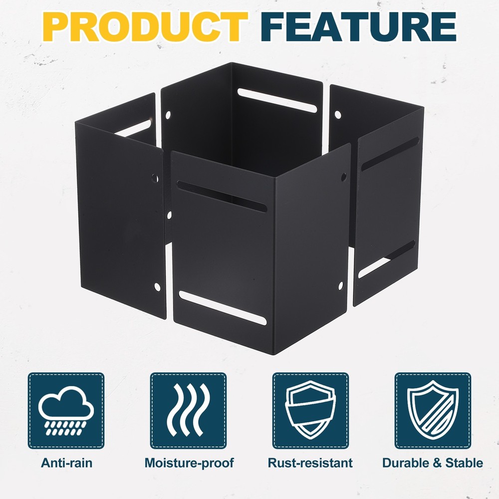 Carbon Steel Adjustable Post Protector (Range 3.3"-6") for Fence, Black