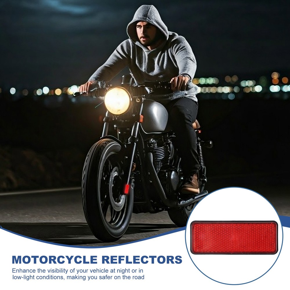 2 Pcs Rectangle Rear Reflectors, Warning Reflector with M5 Screw Red