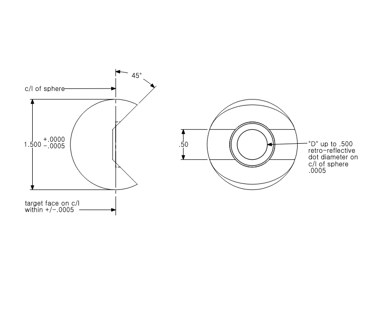 Hubbs Machine R1.5S-200 Photogrammetry Laser Tracker Videogrammetry Target