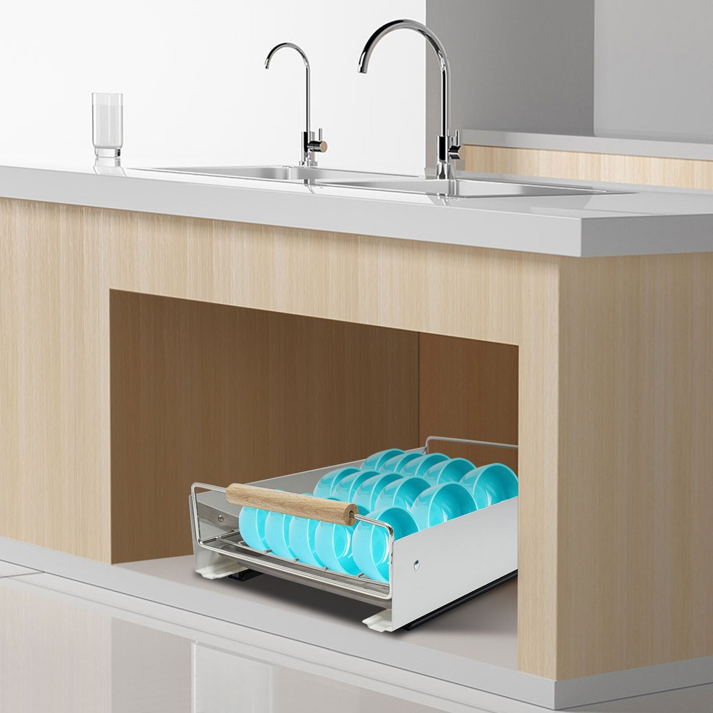 Kitchen Cabinet Organizer Pull Out Drawer Bottom-Mounted Slide Out Storage Shelf