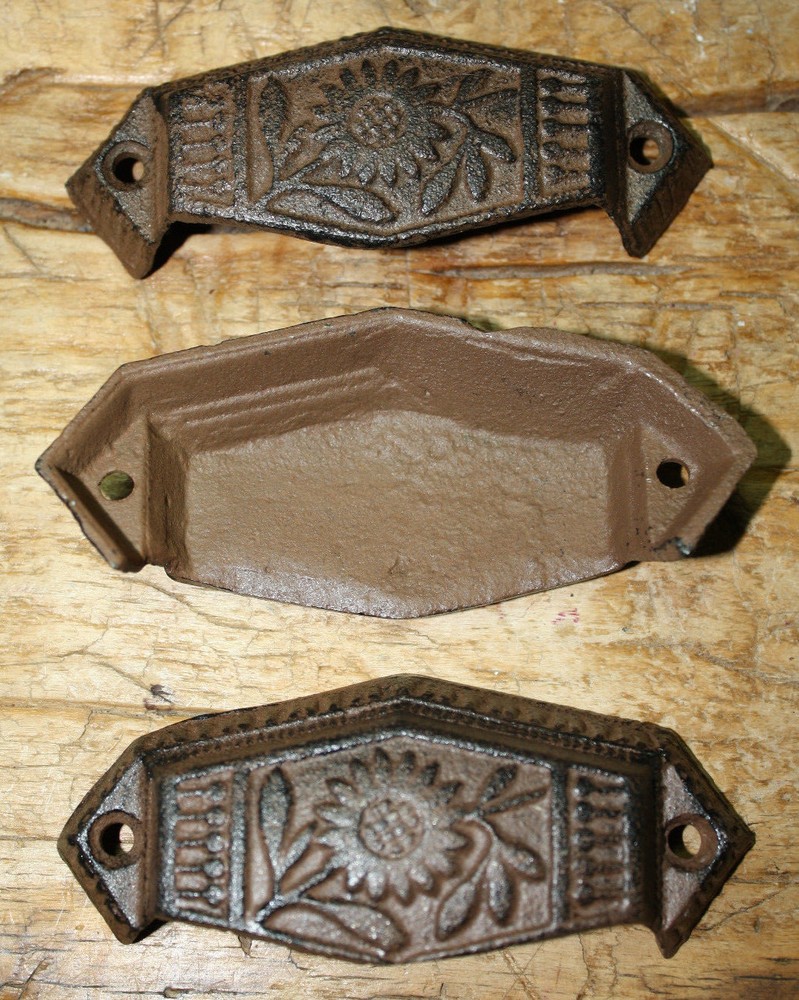 2 Cast Iron Antique Victorian Style OVAL Drawer Pull, Barn Handle, Door Handles