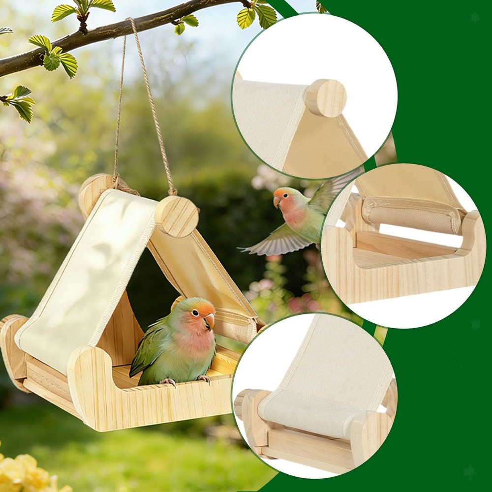 Wooden Cage Bird Bed Parrot Sleeping Hammock Practical