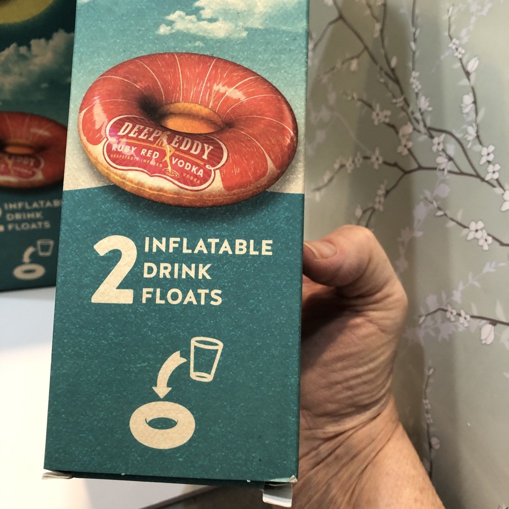 4 Inflatable Drink Floats Original Deed Eddy Ruby Red Flavored Vodka New